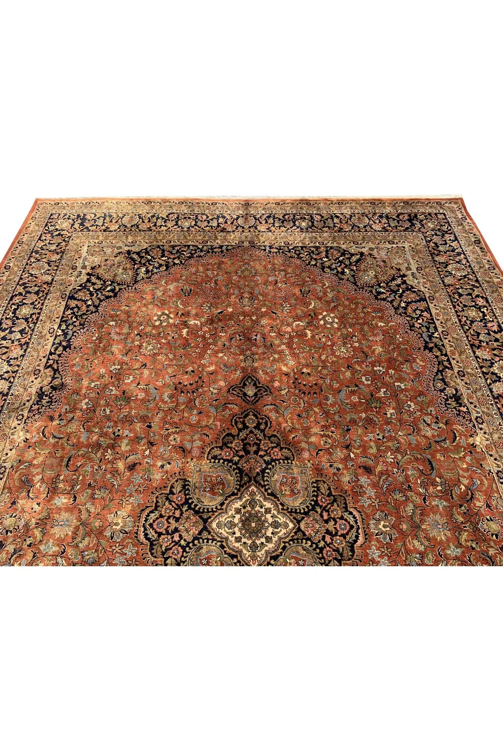 Amazing Hand Knotted Vintage Qashoun Wool Area Rug 11.9 x 8.2 Ft