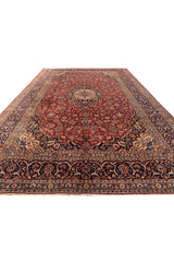 Amazing Hand Knotted Vintage Qashoun Wool Area Rug 12.11 x 8.5 Ft