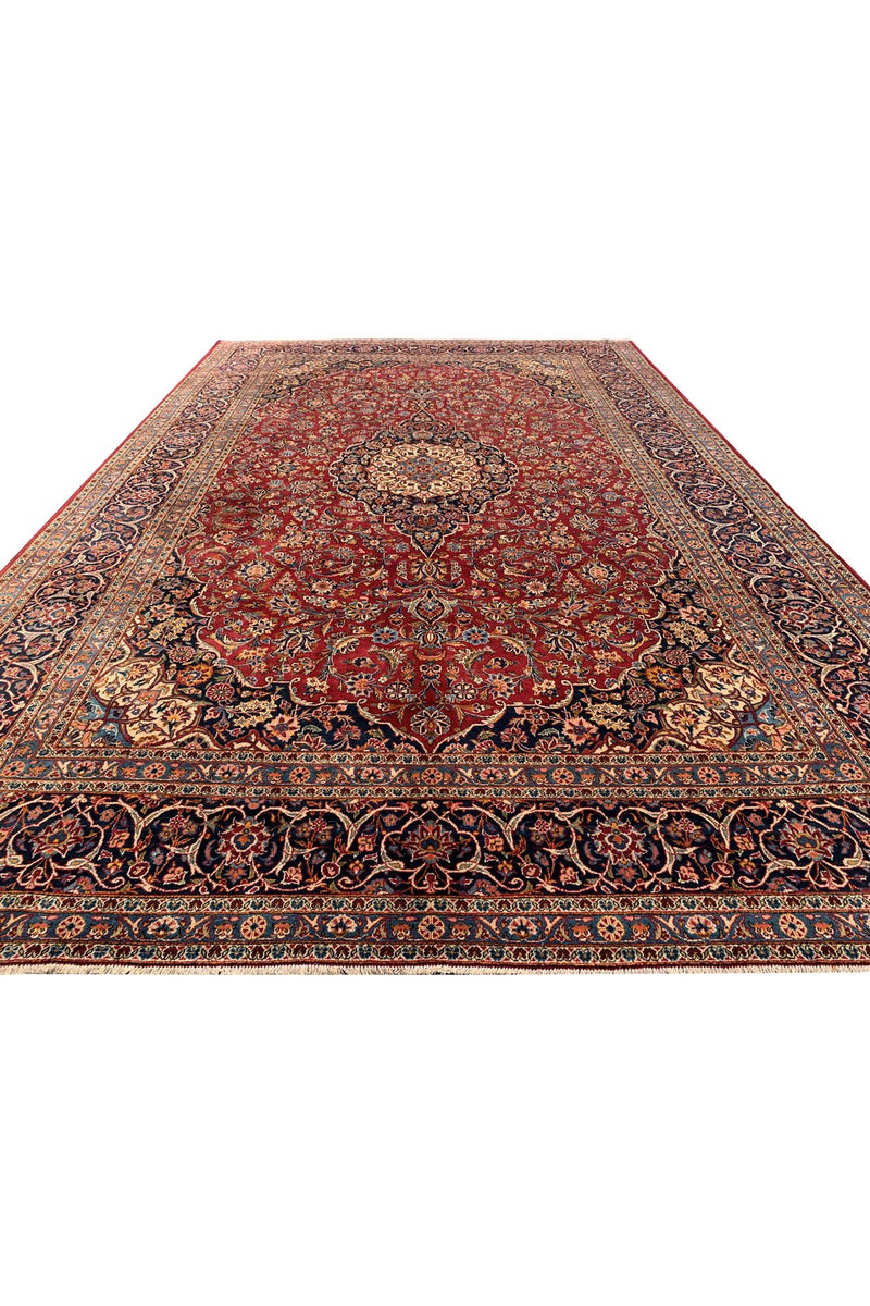 Amazing Hand Knotted Vintage Qashoun Wool Area Rug 12.11 x 8.5 Ft