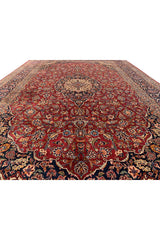 Amazing Hand Knotted Vintage Qashoun Wool Area Rug 12.11 x 8.5 Ft