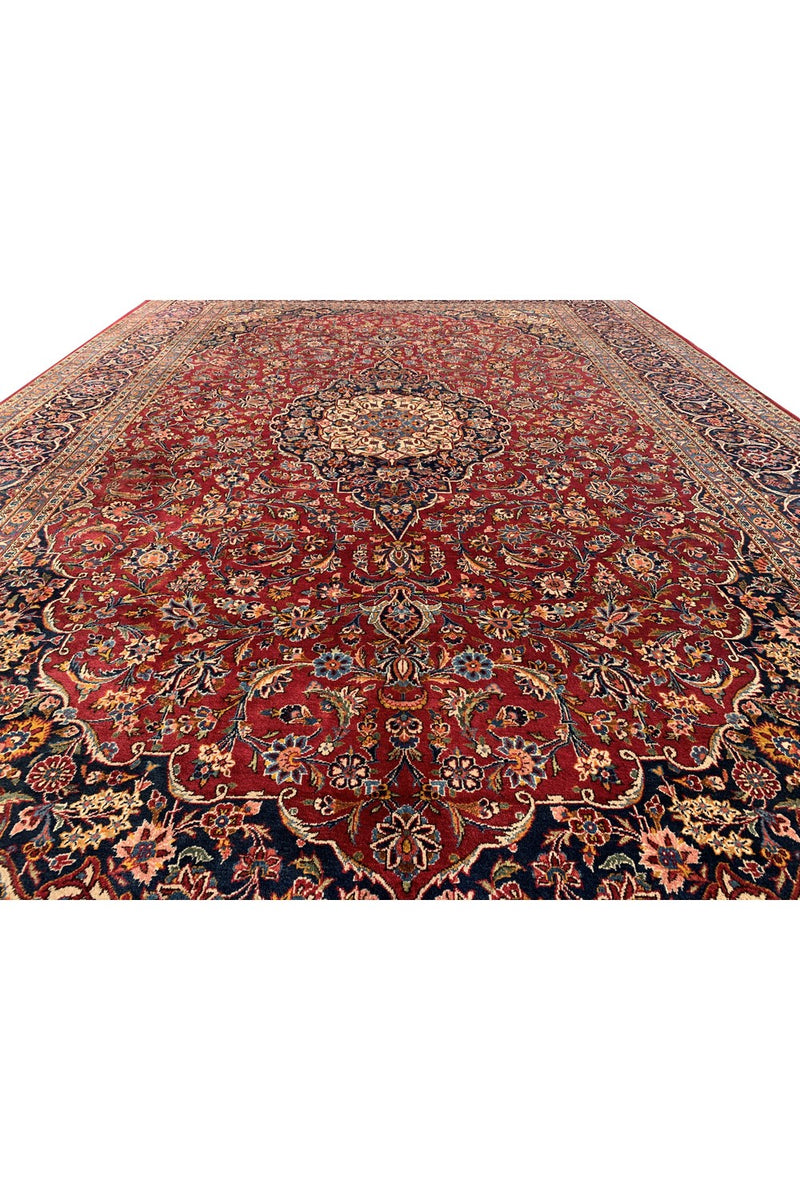 Amazing Hand Knotted Vintage Qashoun Wool Area Rug 12.11 x 8.5 Ft