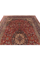 Amazing Hand Knotted Vintage Qashoun Wool Area Rug 12.11 x 8.5 Ft