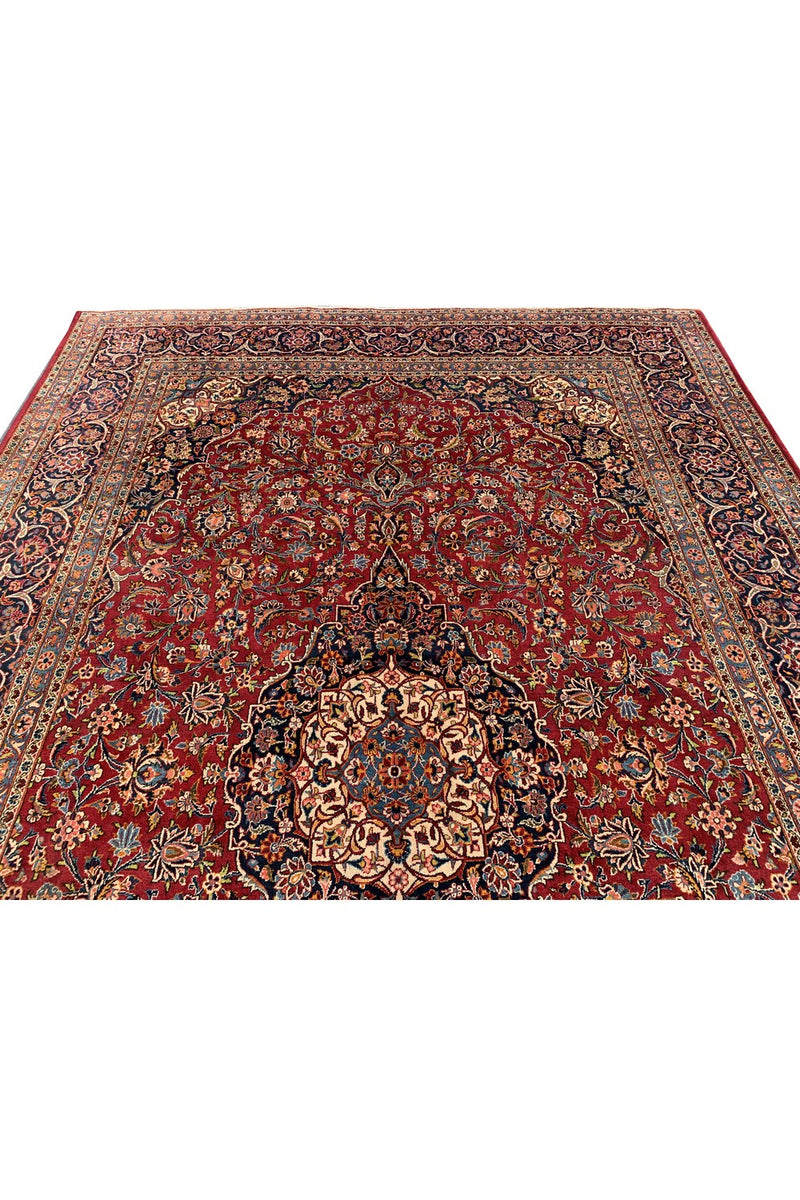 Amazing Hand Knotted Vintage Qashoun Wool Area Rug 12.11 x 8.5 Ft