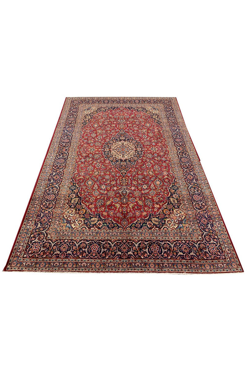 Amazing Hand Knotted Vintage Qashoun Wool Area Rug 12.11 x 8.5 Ft