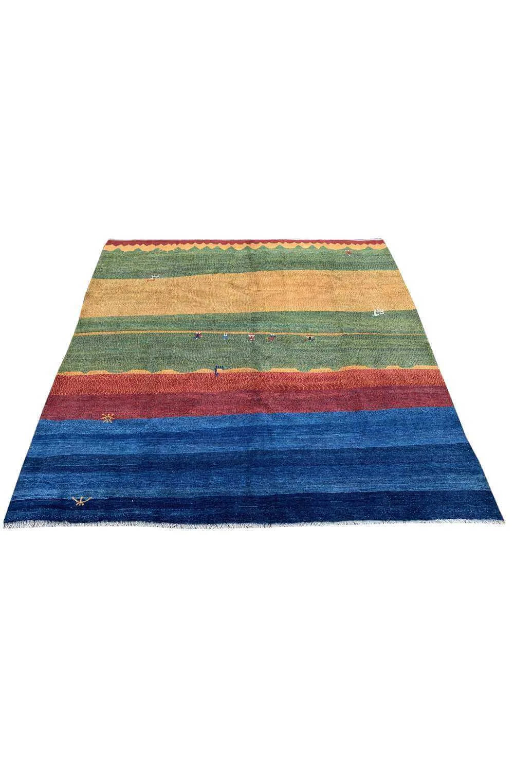 Amazing Hand Knotted Vintage Afghan Gabbah Pictorial Wool Area Rug 9.0 x 8.11 Ft