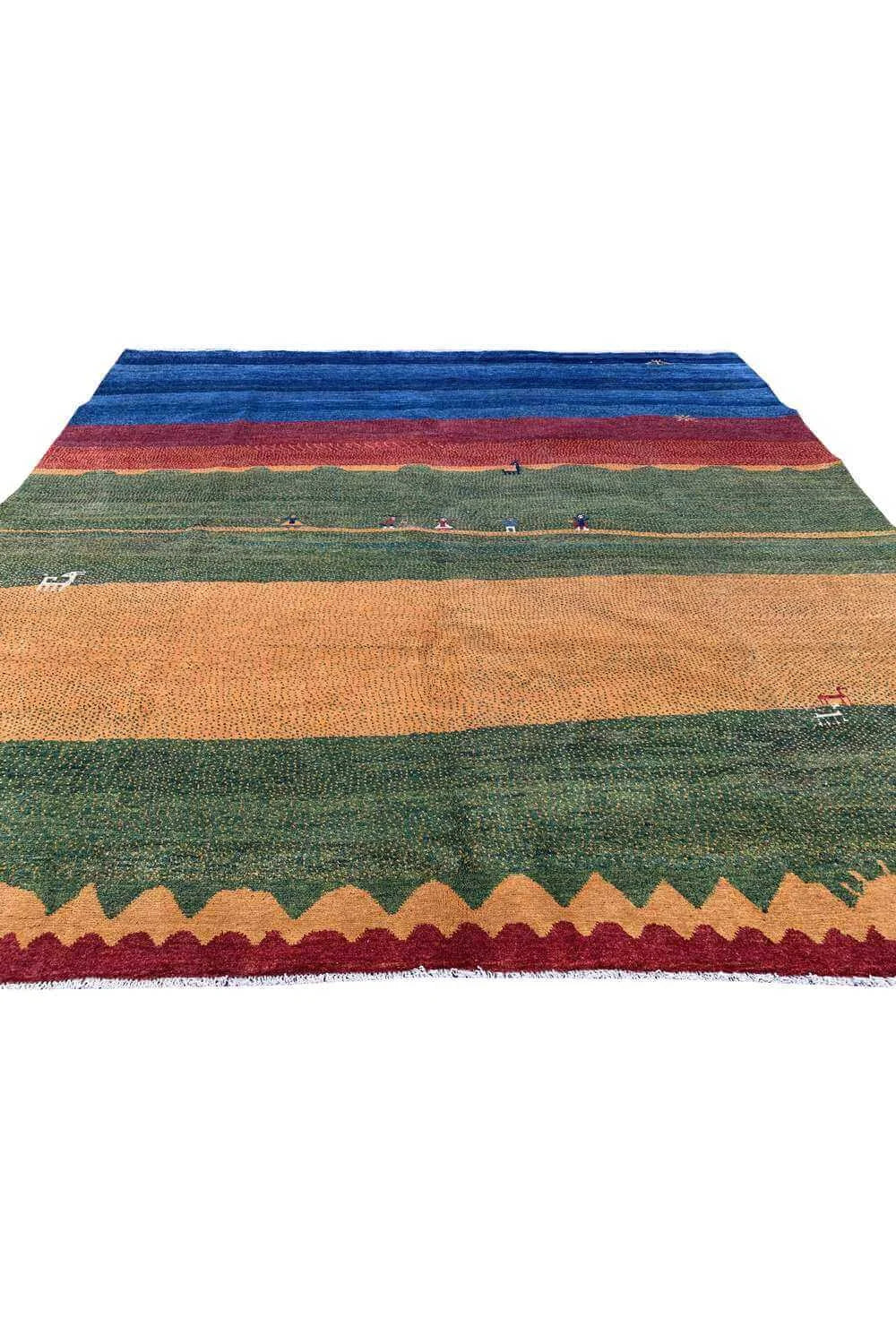 Amazing Hand Knotted Vintage Afghan Gabbah Pictorial Wool Area Rug 9.0 x 8.11 Ft