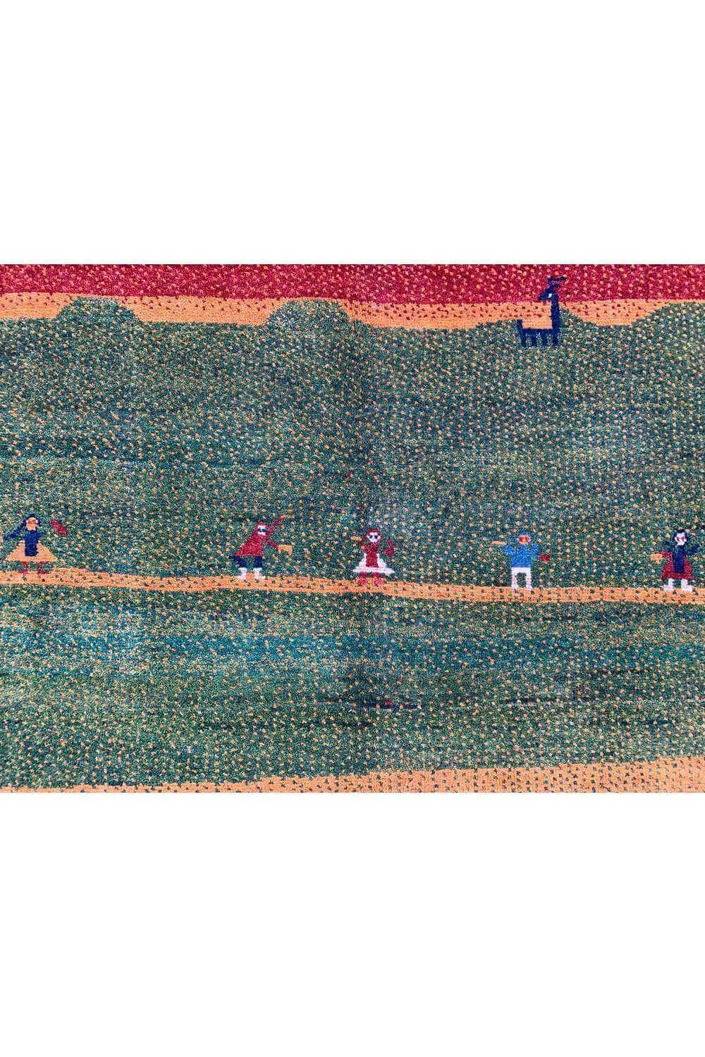 Amazing Hand Knotted Vintage Afghan Gabbah Pictorial Wool Area Rug 9.0 x 8.11 Ft