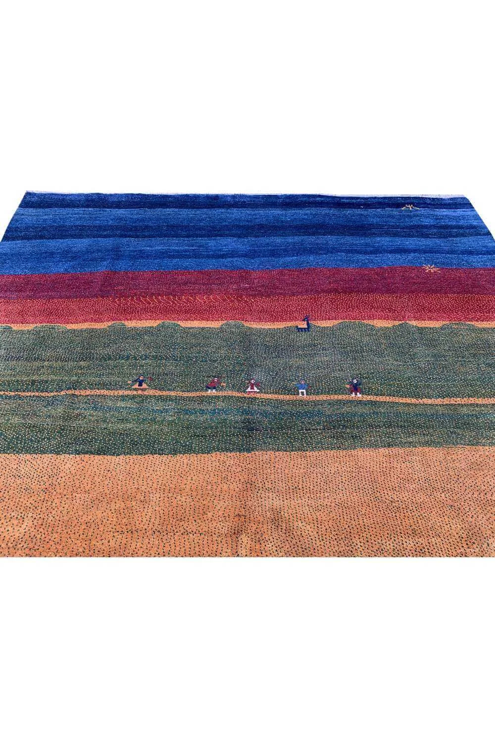 Amazing Hand Knotted Vintage Afghan Gabbah Pictorial Wool Area Rug 9.0 x 8.11 Ft