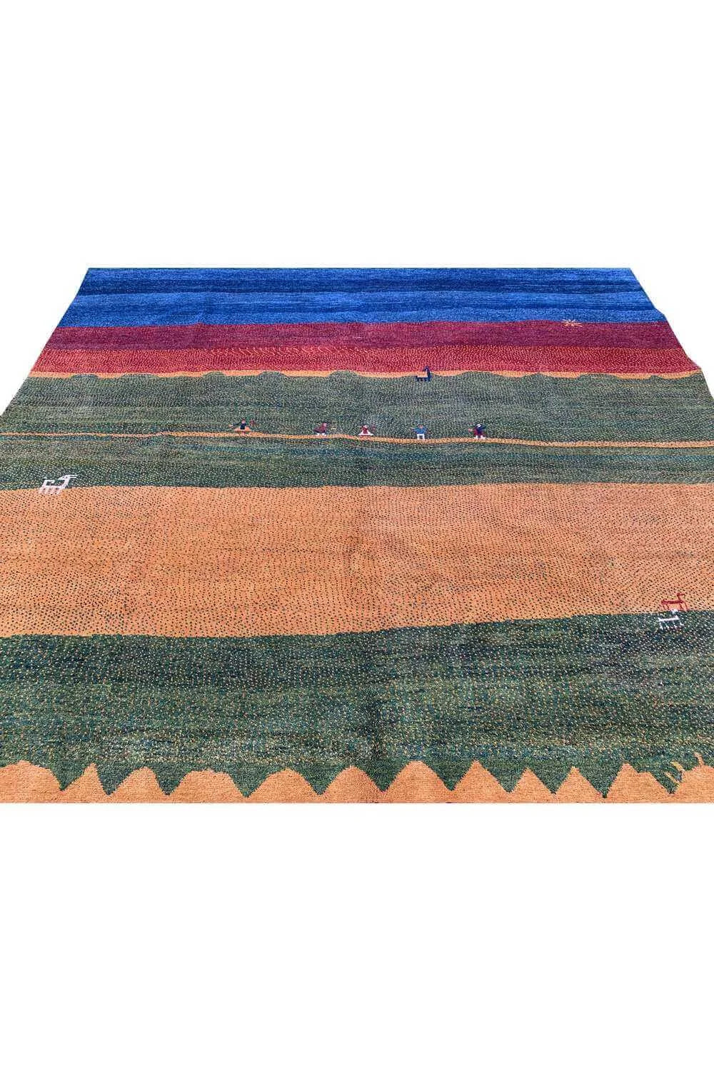 Amazing Hand Knotted Vintage Afghan Gabbah Pictorial Wool Area Rug 9.0 x 8.11 Ft