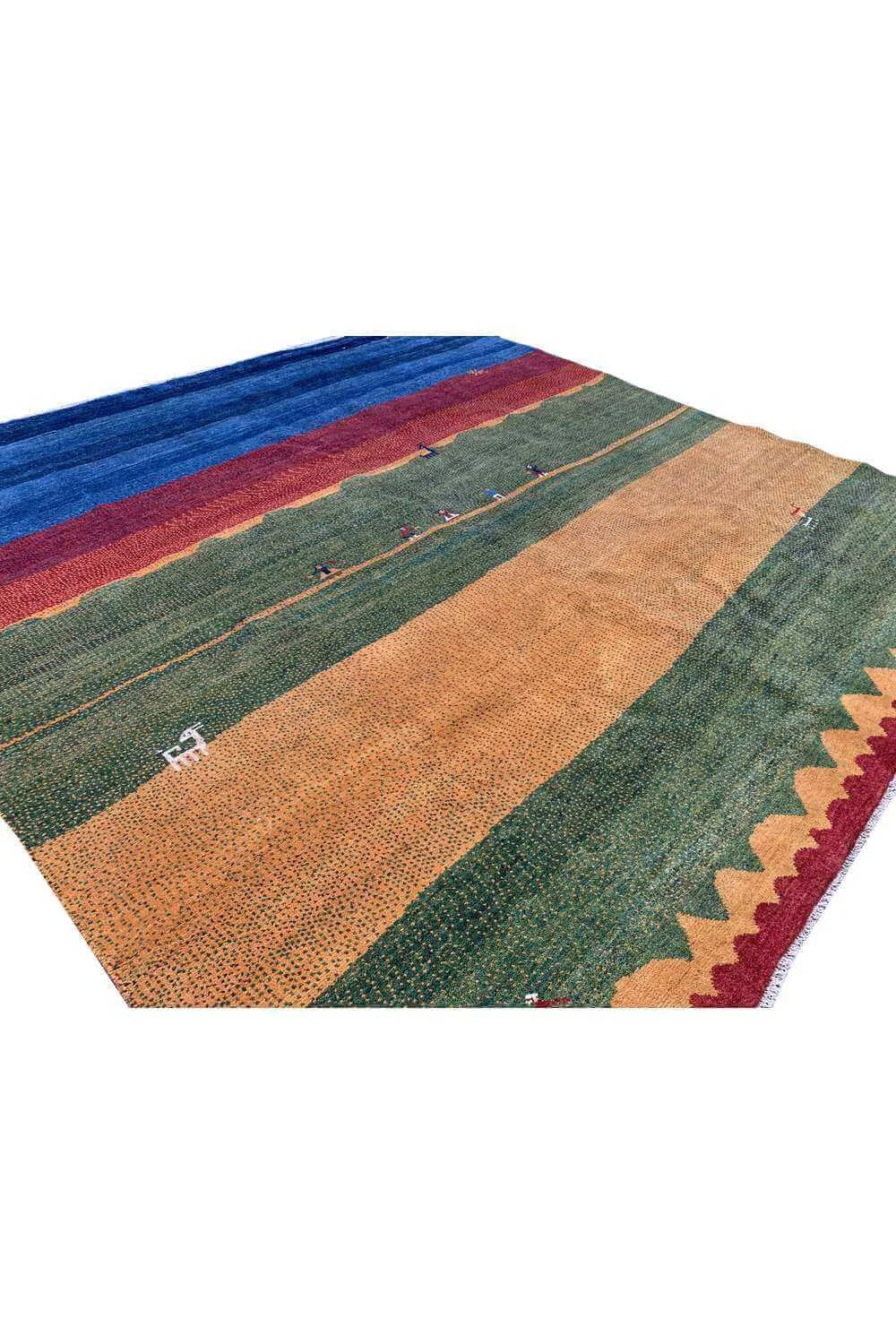 Amazing Hand Knotted Vintage Afghan Gabbah Pictorial Wool Area Rug 9.0 x 8.11 Ft