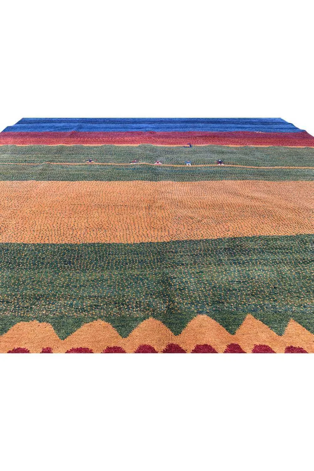 Amazing Hand Knotted Vintage Afghan Gabbah Pictorial Wool Area Rug 9.0 x 8.11 Ft