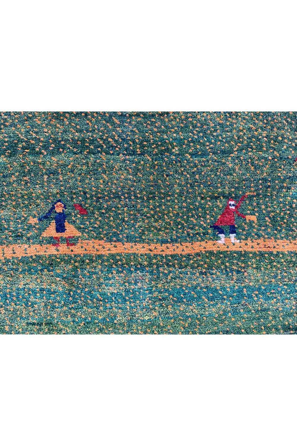 Amazing Hand Knotted Vintage Afghan Gabbah Pictorial Wool Area Rug 9.0 x 8.11 Ft