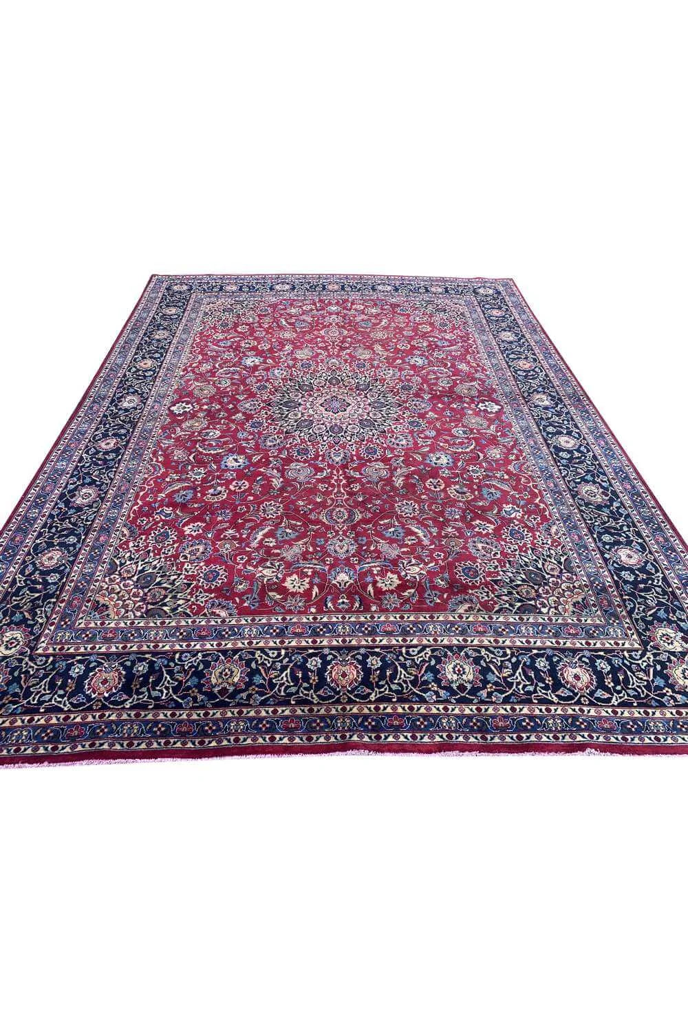 Amazing Hand Knotted Vintage Qashoun Wool Area Rug 12.11 x 9.9 Ft