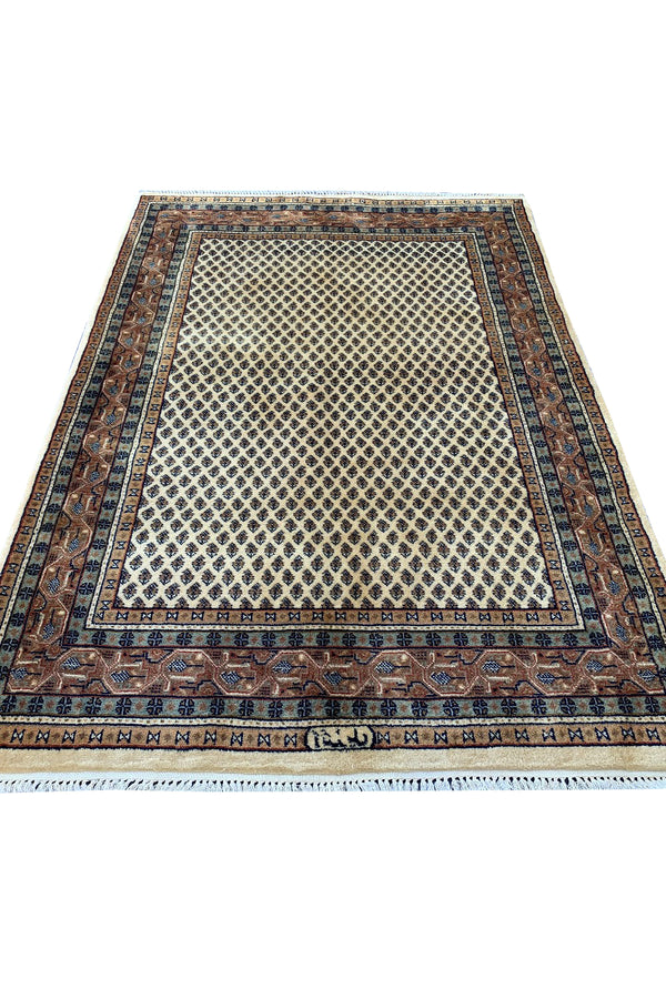 AUTHENTIC HAND KNOTTED VINTAGE BADAM GUL WOOL AREA RUG 5.8 X 3.11 FT (657 GER)