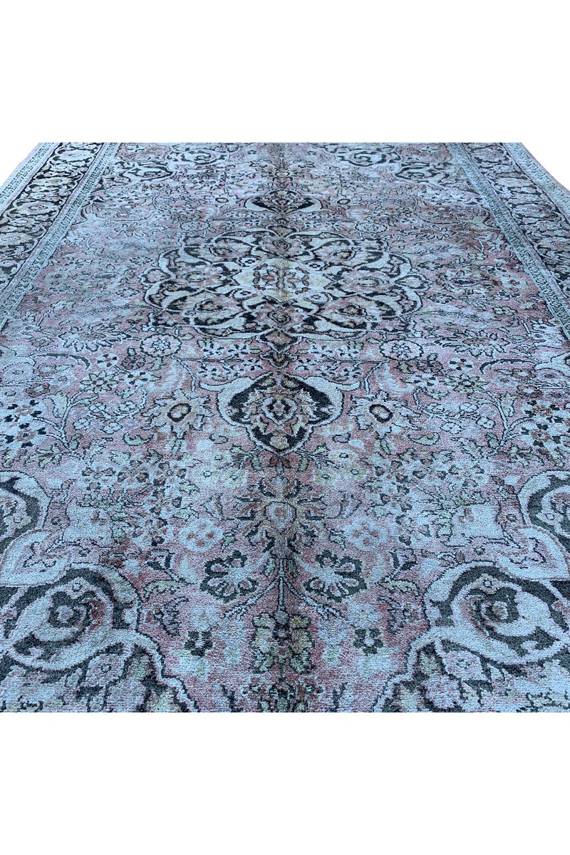 AUTHENTIC HAND KNOTTED VINTAGE KASHMIRI SILK AREA RUG 6.0 X 4.1 FT (659 GER)