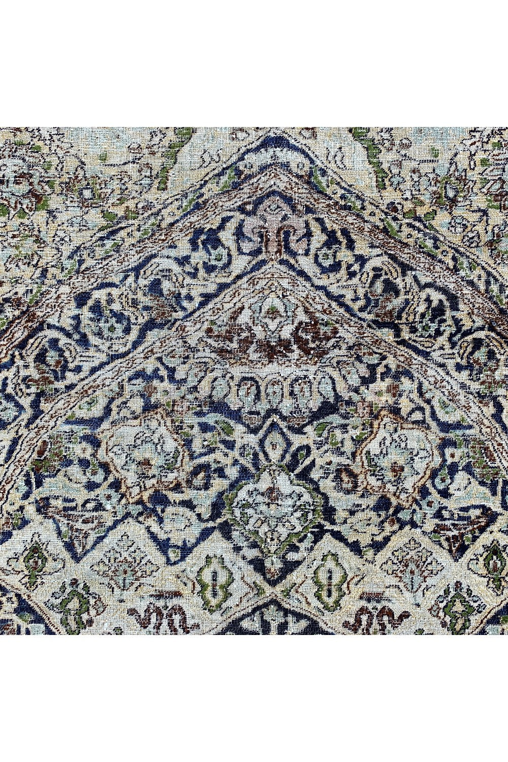 DISTRESSED HAND KNOTTED VINTAGE KASHMIRI SILK AREA RUG 5.9 X 4.0 FT (668 GER)