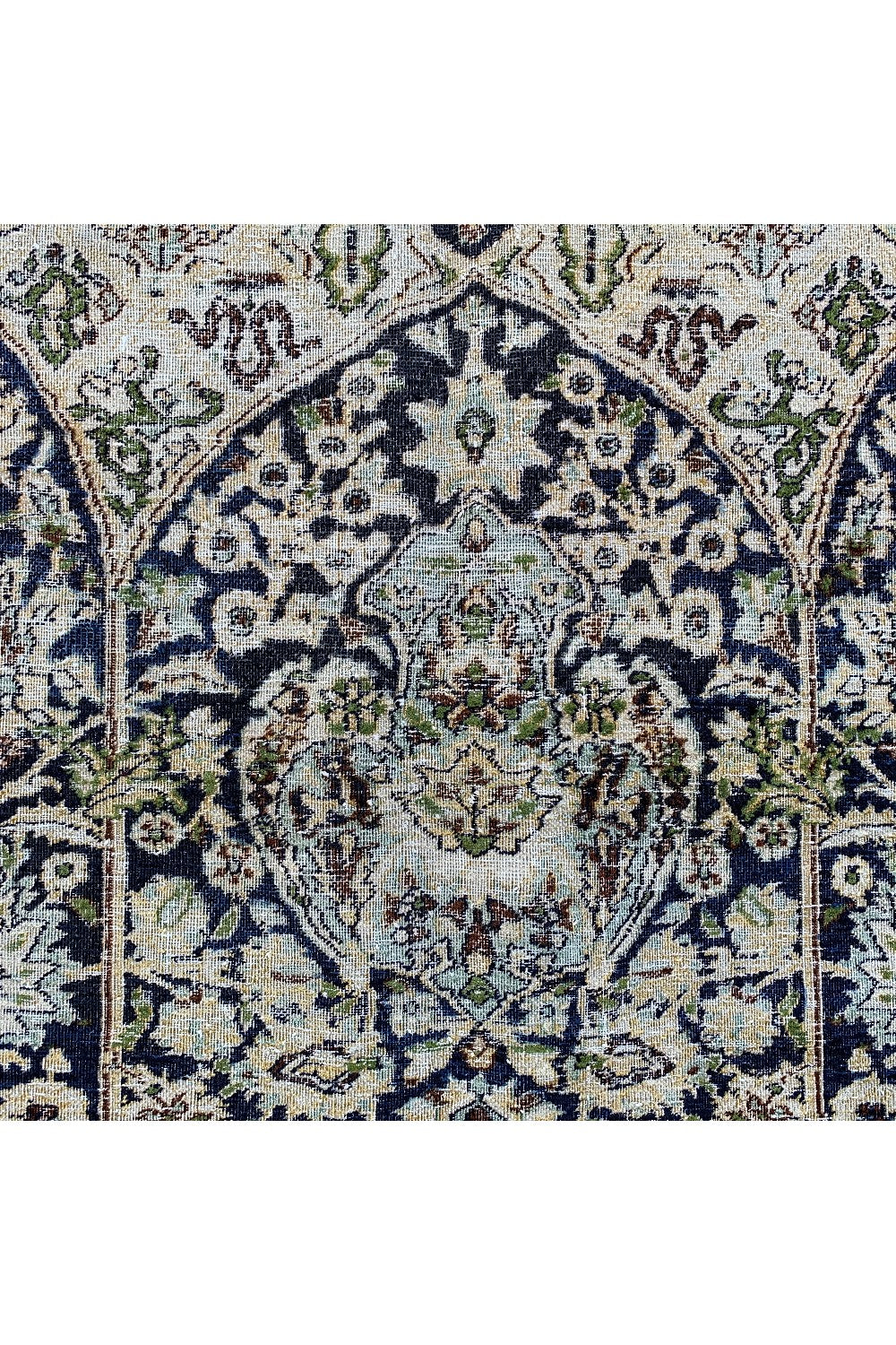 DISTRESSED HAND KNOTTED VINTAGE KASHMIRI SILK AREA RUG 5.9 X 4.0 FT (668 GER)