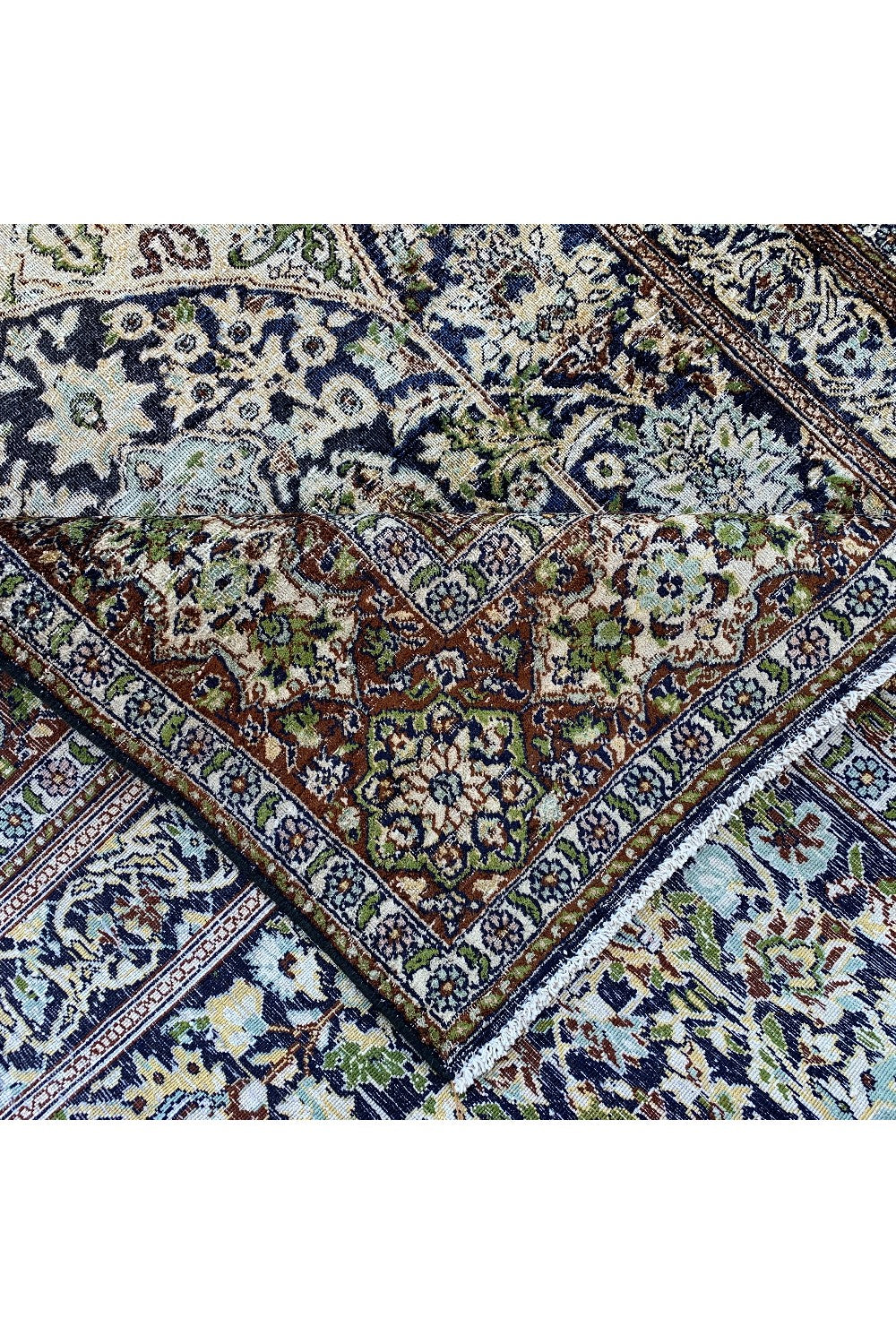 DISTRESSED HAND KNOTTED VINTAGE KASHMIRI SILK AREA RUG 5.9 X 4.0 FT (668 GER)