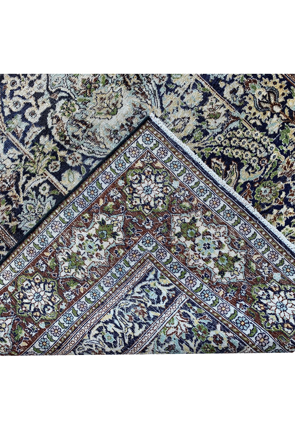 DISTRESSED HAND KNOTTED VINTAGE KASHMIRI SILK AREA RUG 5.9 X 4.0 FT (668 GER)