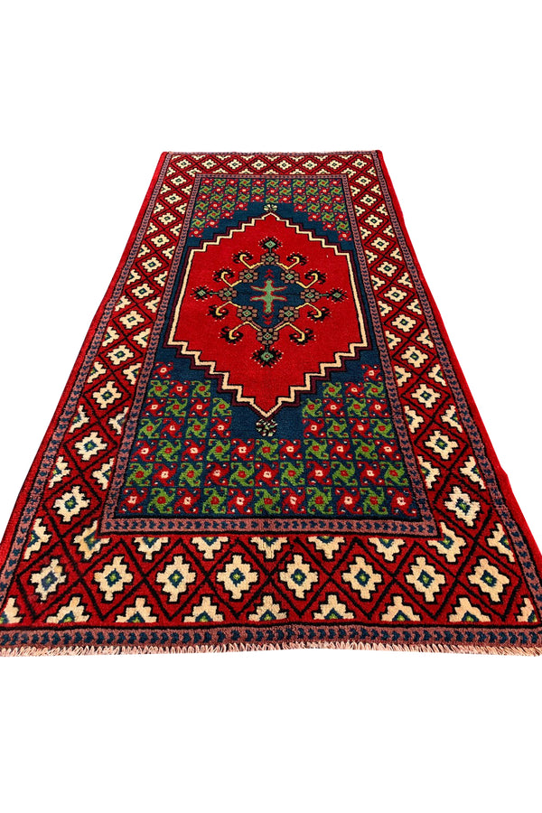 AUTHENTIC HAND KNOTTED VINTAGE MOROCCO WOOL AREA RUG 6.9 X 3.1 FT (596 GER)