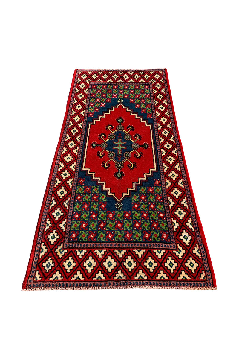 AUTHENTIC HAND KNOTTED VINTAGE MOROCCO WOOL AREA RUG 6.9 X 3.1 FT (596 GER)