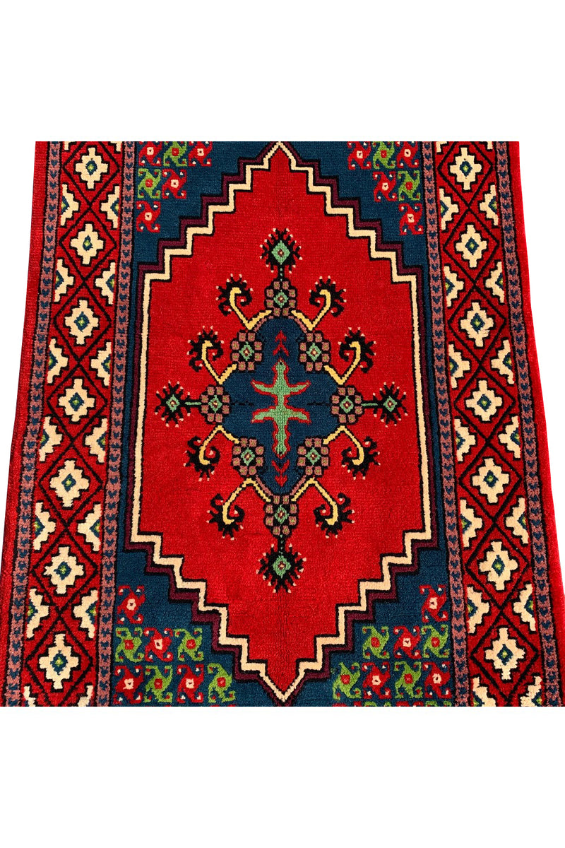 AUTHENTIC HAND KNOTTED VINTAGE MOROCCO WOOL AREA RUG 6.9 X 3.1 FT (596 GER)