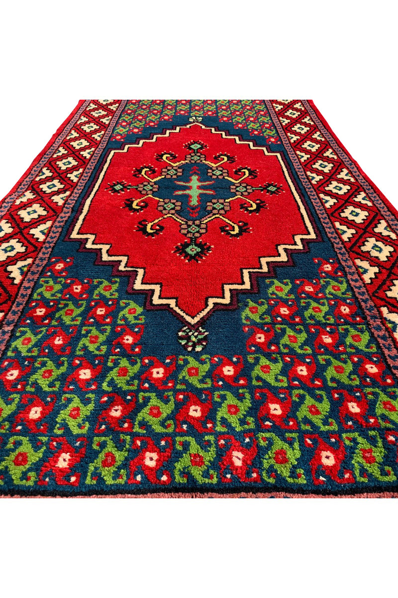 AUTHENTIC HAND KNOTTED VINTAGE MOROCCO WOOL AREA RUG 6.9 X 3.1 FT (596 GER)
