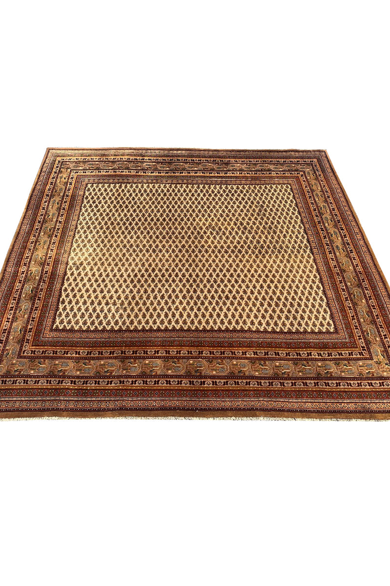 AUTHENTIC HAND KNOTTED BADAM GUL WOOL AREA RUG 6.9 X 6.6 FT (463 GER)