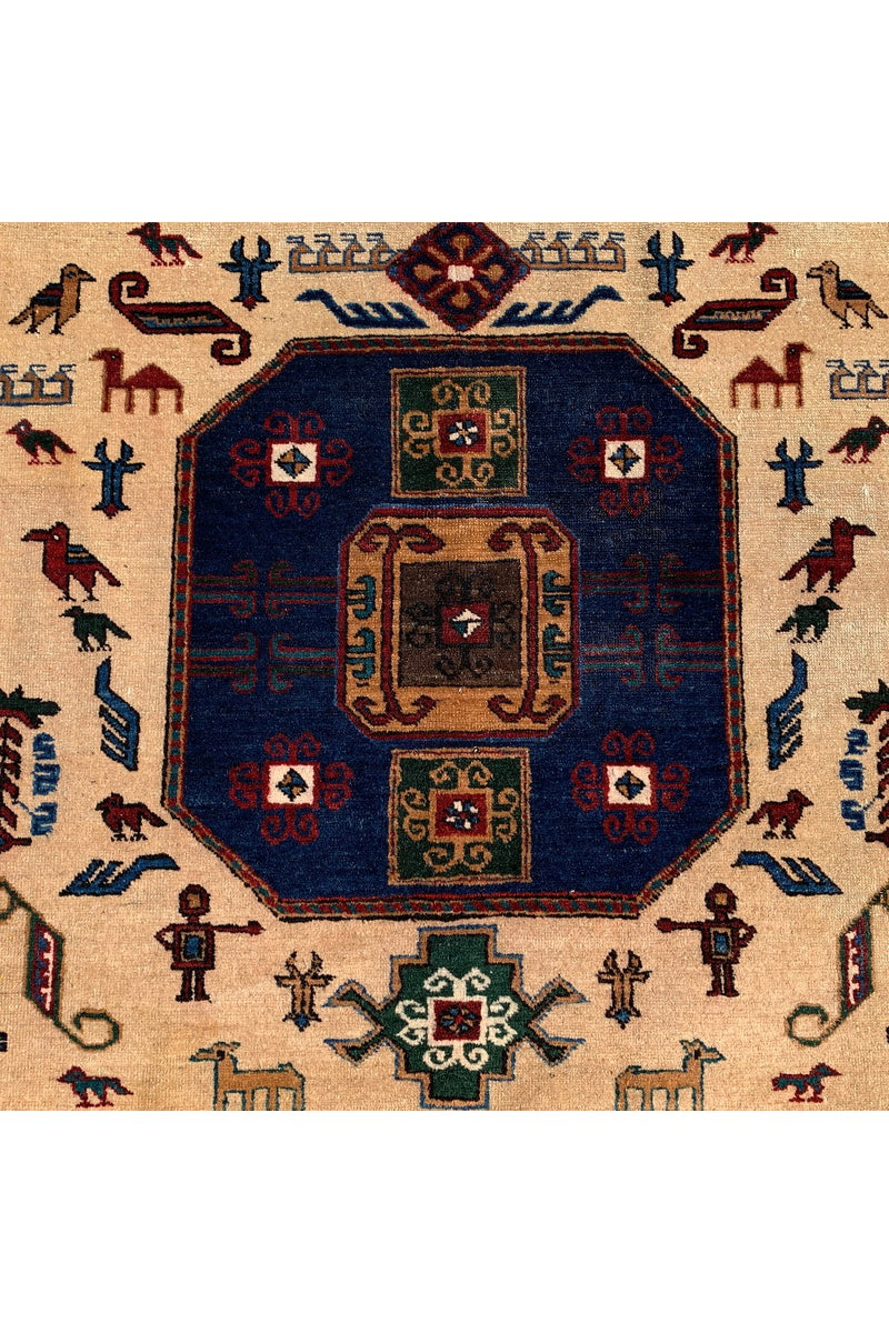DISTRESSED HAND KNOTTED VINTAGE PICTORIAL SHRZ WOOL AREA RUG 10.9 X 7.6 FT (462 GER)
