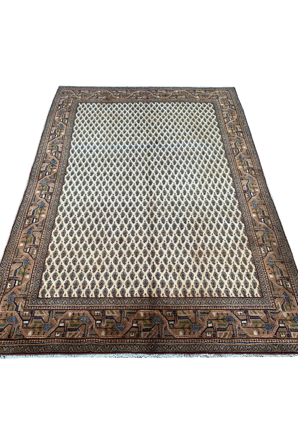 AUTHENTIC HAND KNOTTED VINTAGE BADAM GUL WOOL AREA RUG 5.10 X 4.1 FT (466 GER)