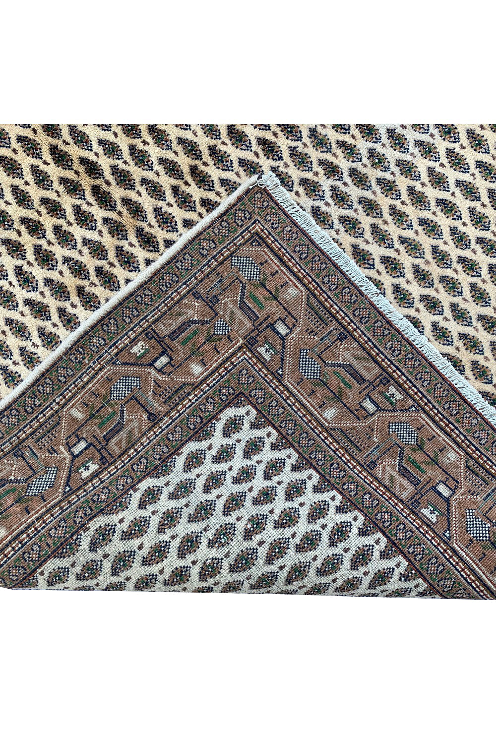 AUTHENTIC HAND KNOTTED VINTAGE BADAM GUL WOOL AREA RUG 5.10 X 4.1 FT (466 GER)