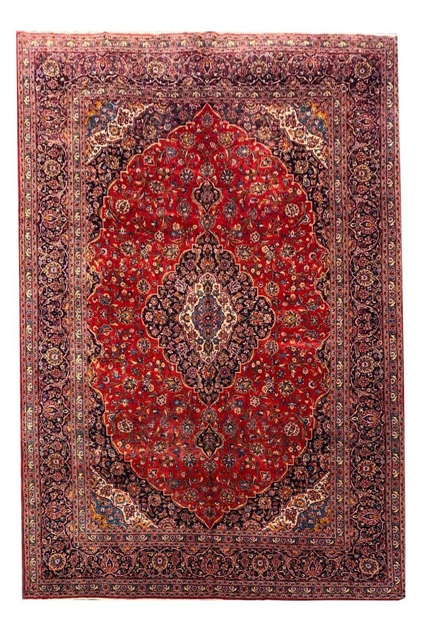 Authentic Hand Knotted Vintage Qashoun Wool Area Rug 14.6 x 9.11 Ft