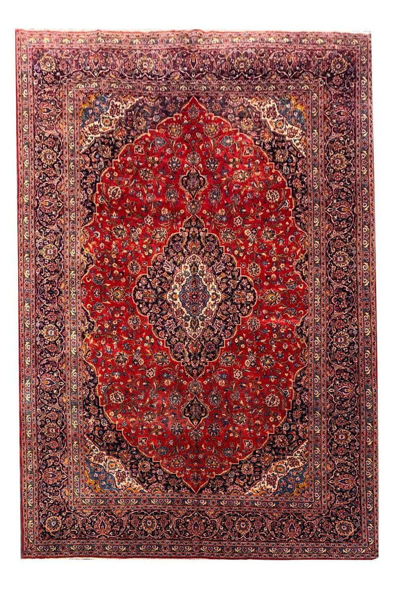 Authentic Hand Knotted Vintage Qashoun Wool Area Rug 14.6 x 9.11 Ft