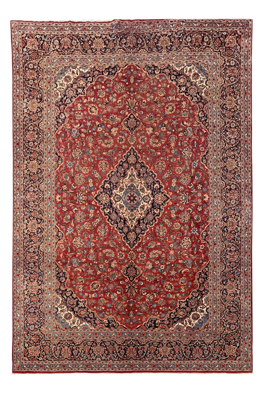 Amazing Hand Knotted Vintage Tribal Qashoun Wool Area Rug 14.6 x 10.6 Ft