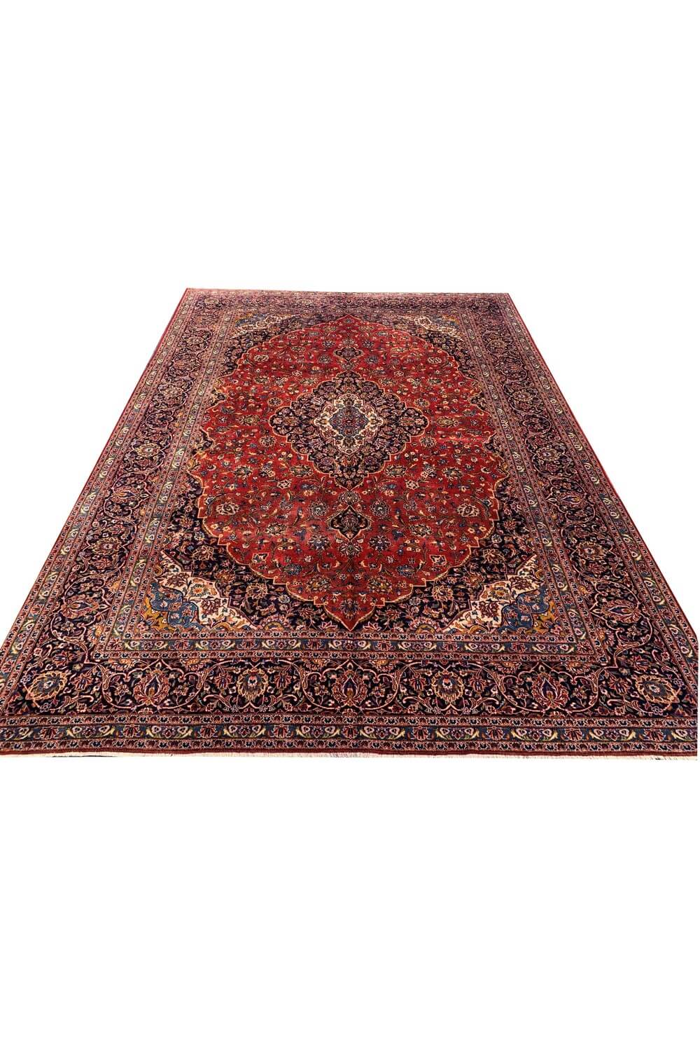 Authentic Hand Knotted Vintage Qashoun Wool Area Rug 14.6 x 9.11 Ft