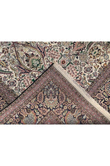 Authentic Hand Knotted Vintage Kashmiri Silk Area Rug 11.2 x 7.11 Ft
