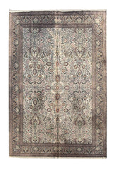 Authentic Hand Knotted Vintage Kashmiri Silk Area Rug 11.2 x 7.11 Ft