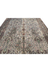 Authentic Hand Knotted Vintage Kashmiri Silk Area Rug 11.2 x 7.11 Ft