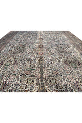 Authentic Hand Knotted Vintage Kashmiri Silk Area Rug 11.2 x 7.11 Ft