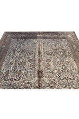 Authentic Hand Knotted Vintage Kashmiri Silk Area Rug 11.2 x 7.11 Ft
