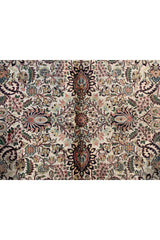 Authentic Hand Knotted Vintage Kashmiri Silk Area Rug 11.2 x 7.11 Ft