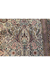 Authentic Hand Knotted Vintage Kashmiri Silk Area Rug 11.2 x 7.11 Ft