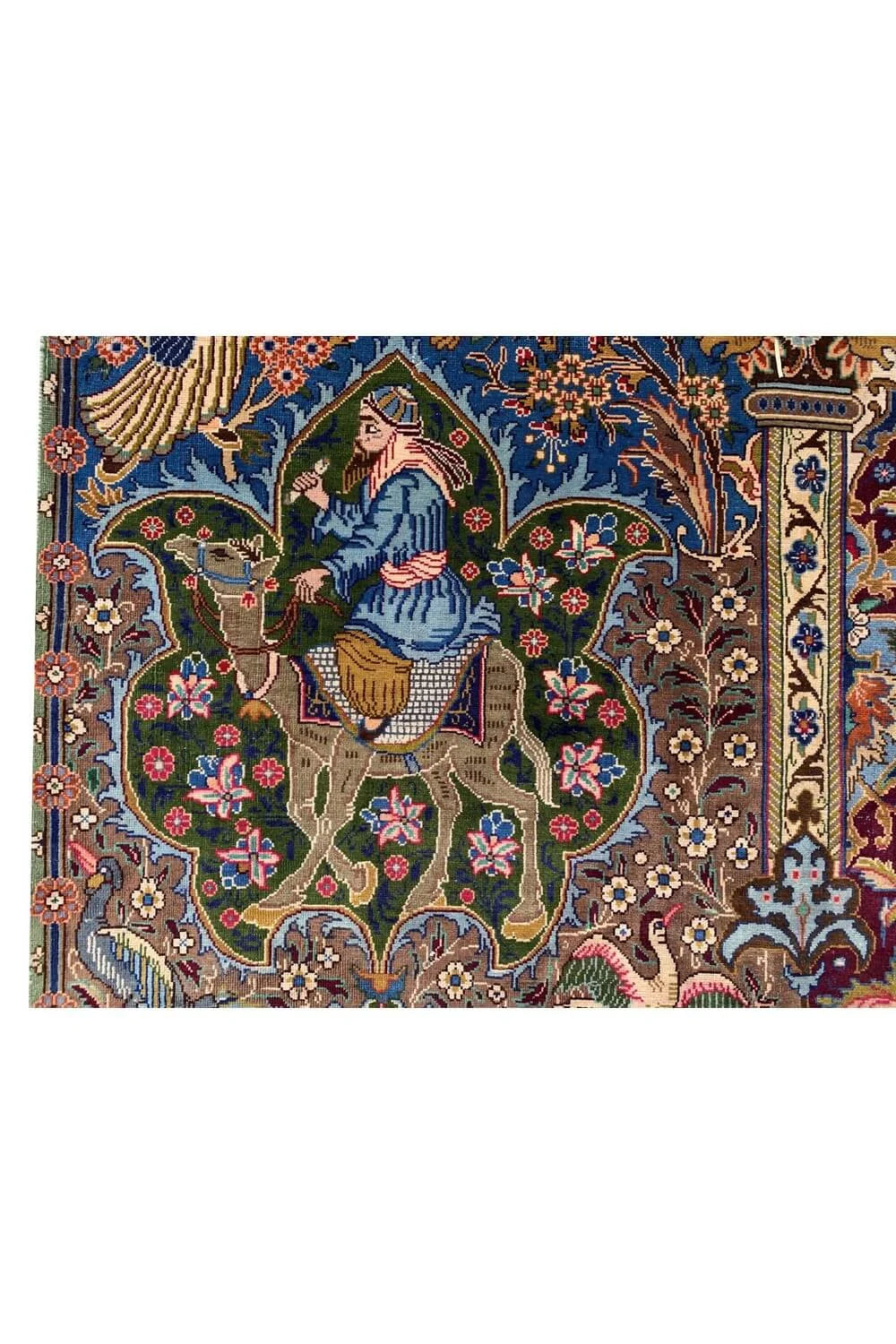 Authentic Hand Knotted Vintage Kashmour Hunting Pictorial Wool Area Rug 12.8x 9.8 Ft