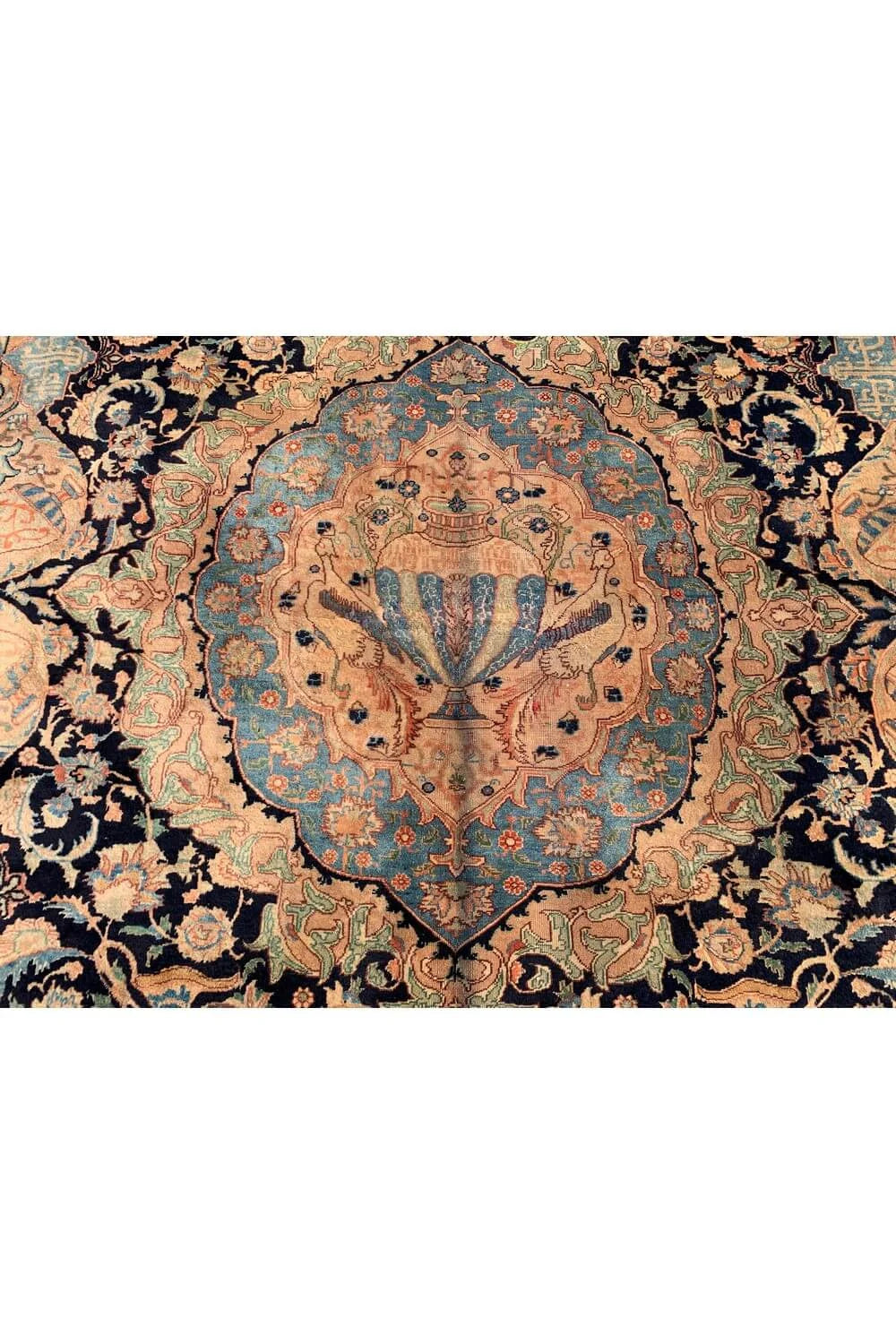 Authentic Hand Knotted Antique Kashmour Pictorial Wool Area Rug 12.7 x 9.7 Ft