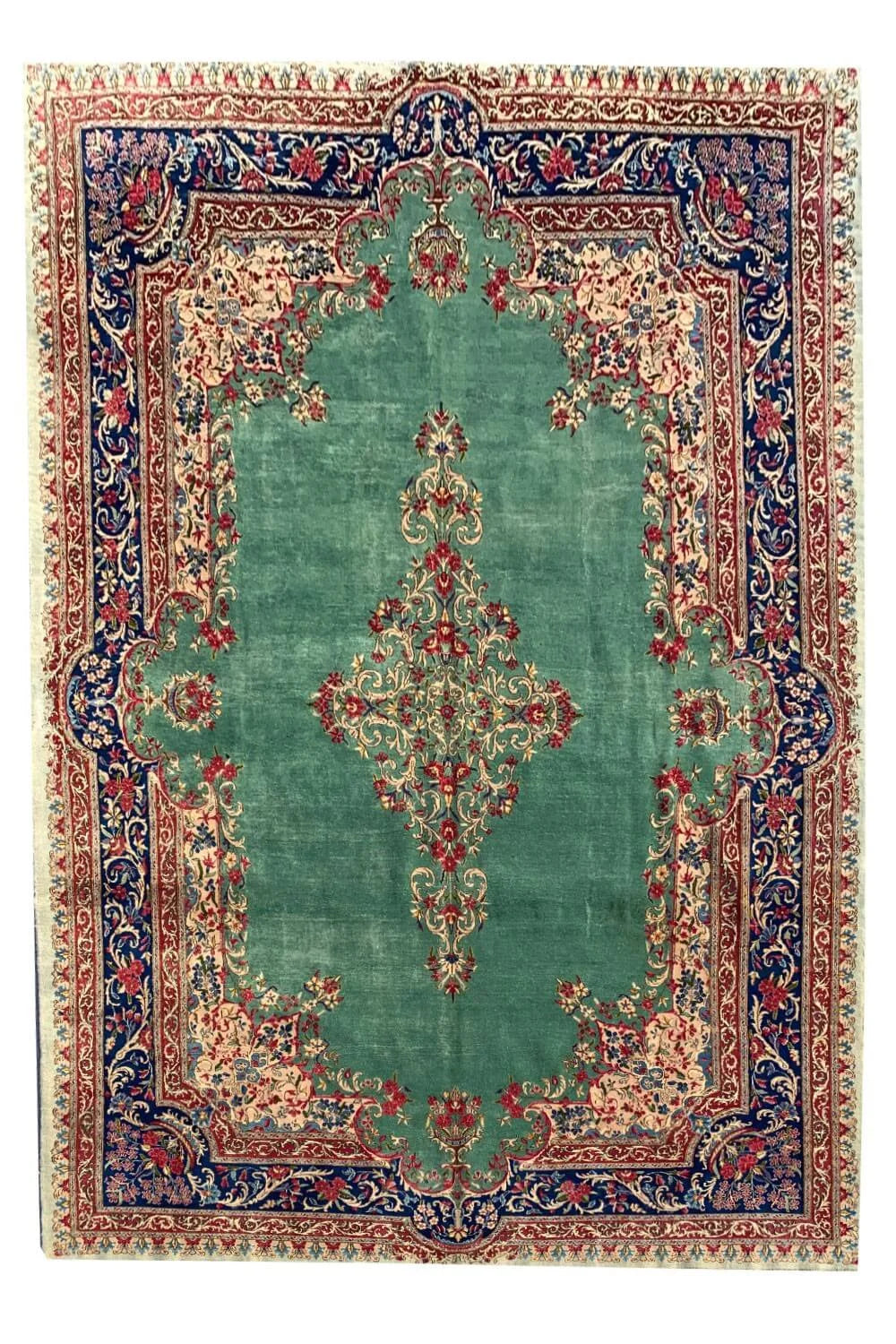 Authentic Hand Knotted Vintage Qirmoun Wool Area Rug 11.9 x 8.0 Ft