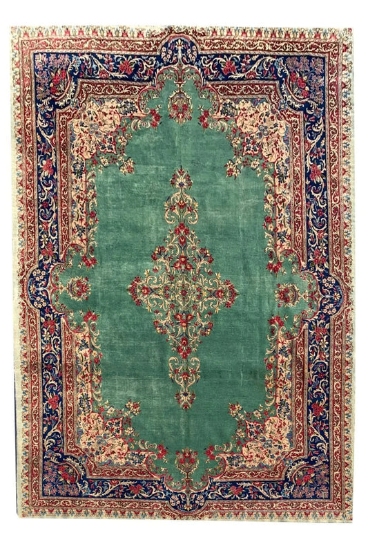 Authentic Hand Knotted Vintage Qirmoun Wool Area Rug 11.9 x 8.0 Ft