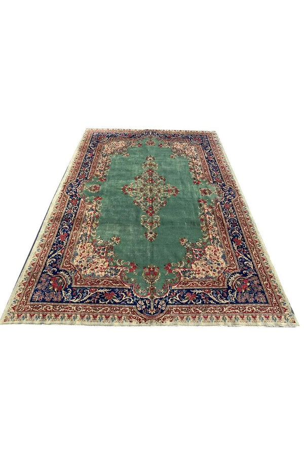Authentic Hand Knotted Vintage Qirmoun Wool Area Rug 11.9 x 8.0 Ft