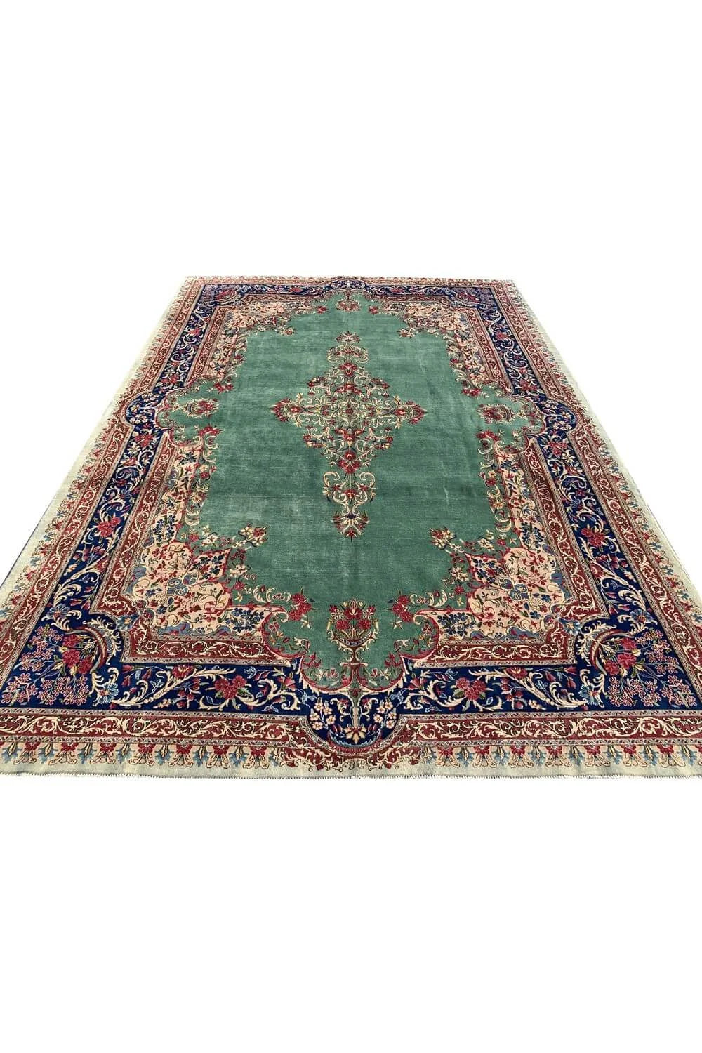 Authentic Hand Knotted Vintage Qirmoun Wool Area Rug 11.9 x 8.0 Ft