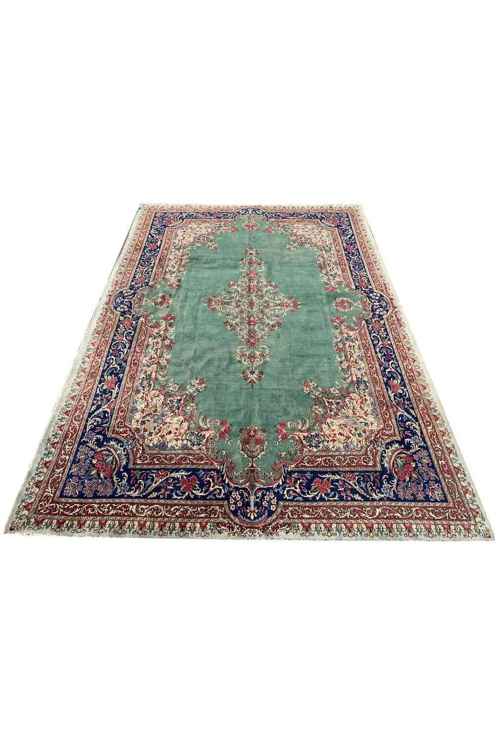 Authentic Hand Knotted Vintage Qirmoun Wool Area Rug 11.9 x 8.0 Ft