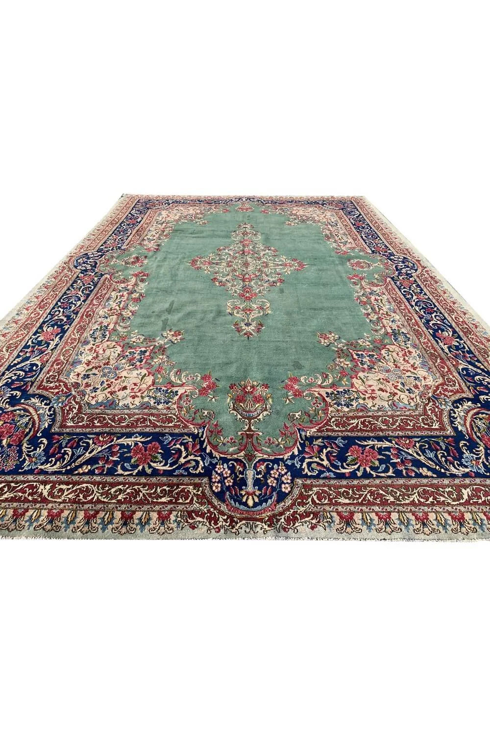 Authentic Hand Knotted Vintage Qirmoun Wool Area Rug 11.9 x 8.0 Ft